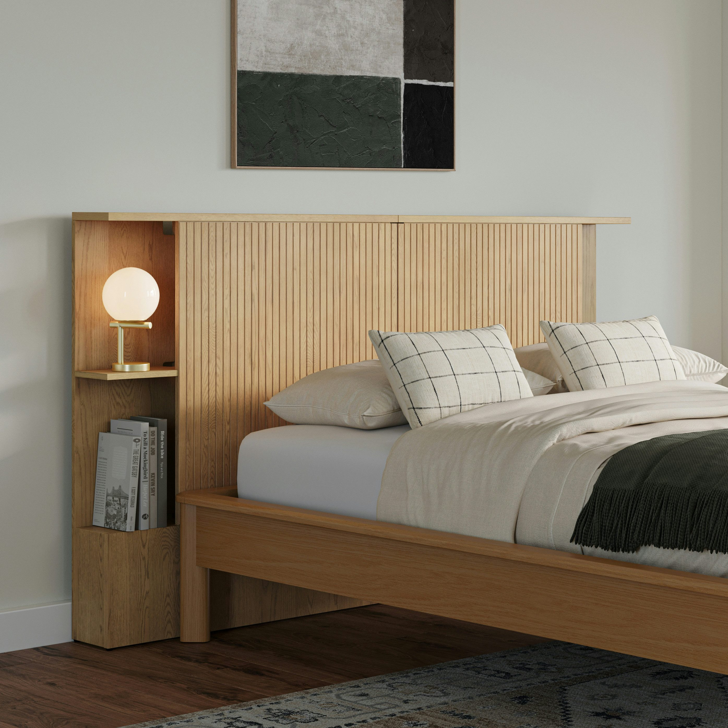 Kouva Queen Storage Headboard - Natural Oak | Article