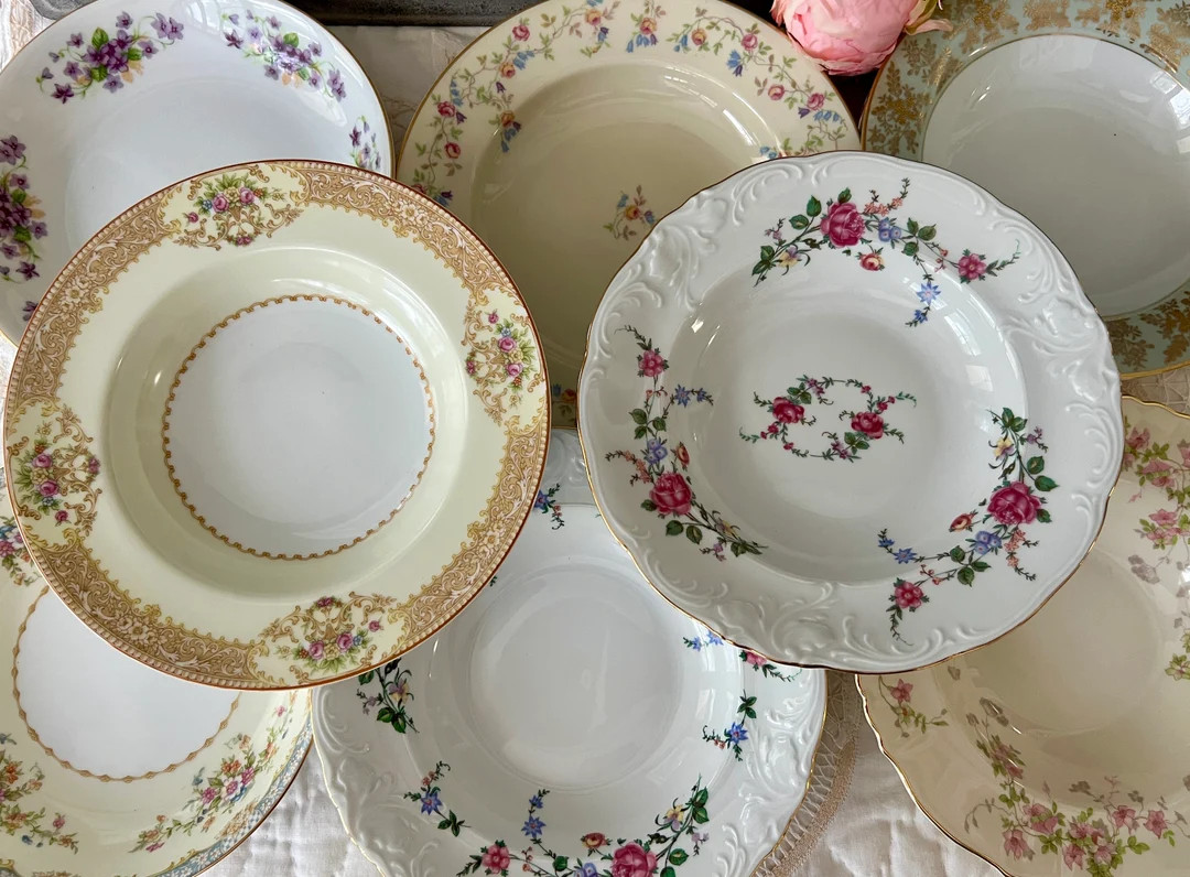 Mismatched Vintage China Soup Bowls, Mix and Match Table Settings, Salad Bowls | Etsy (US)
