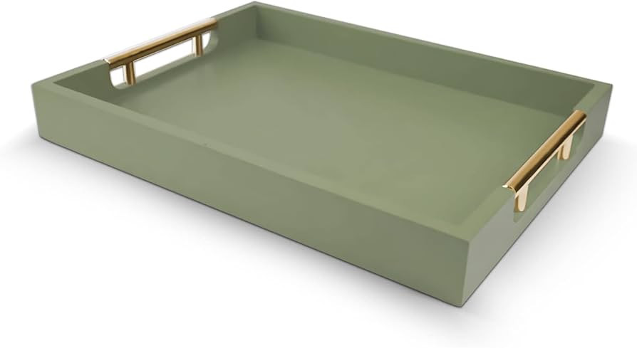 Wooden Decorative Coffee Table Tray, 16" Serving Tray with Handles, Matte Finish Decorative Tray,... | Amazon (US)