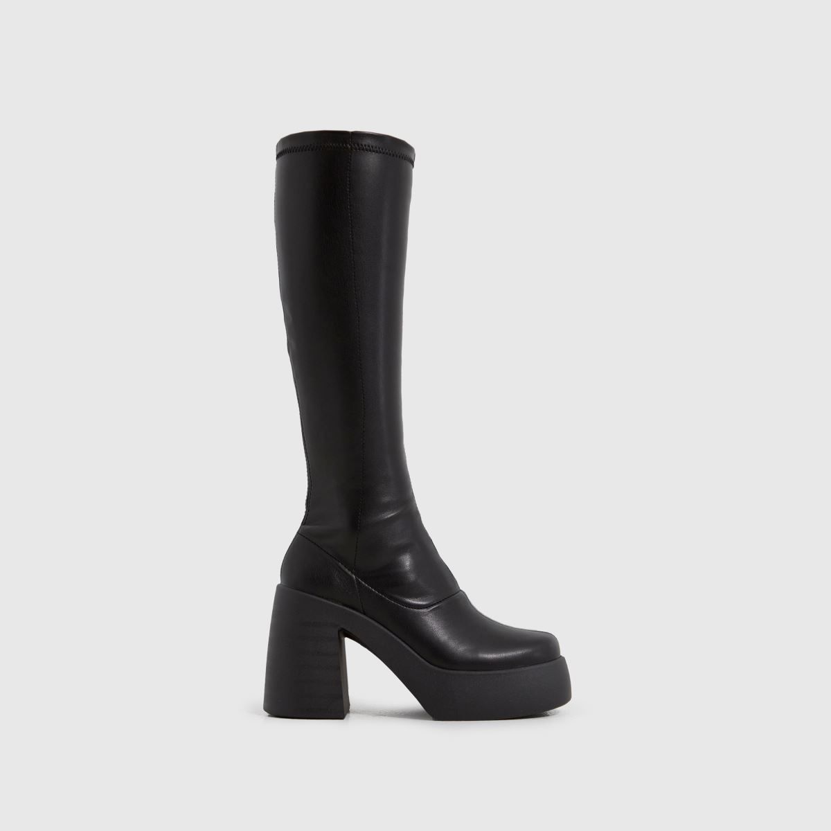 schuh black delilah platform stretch knee boots | Schuh
