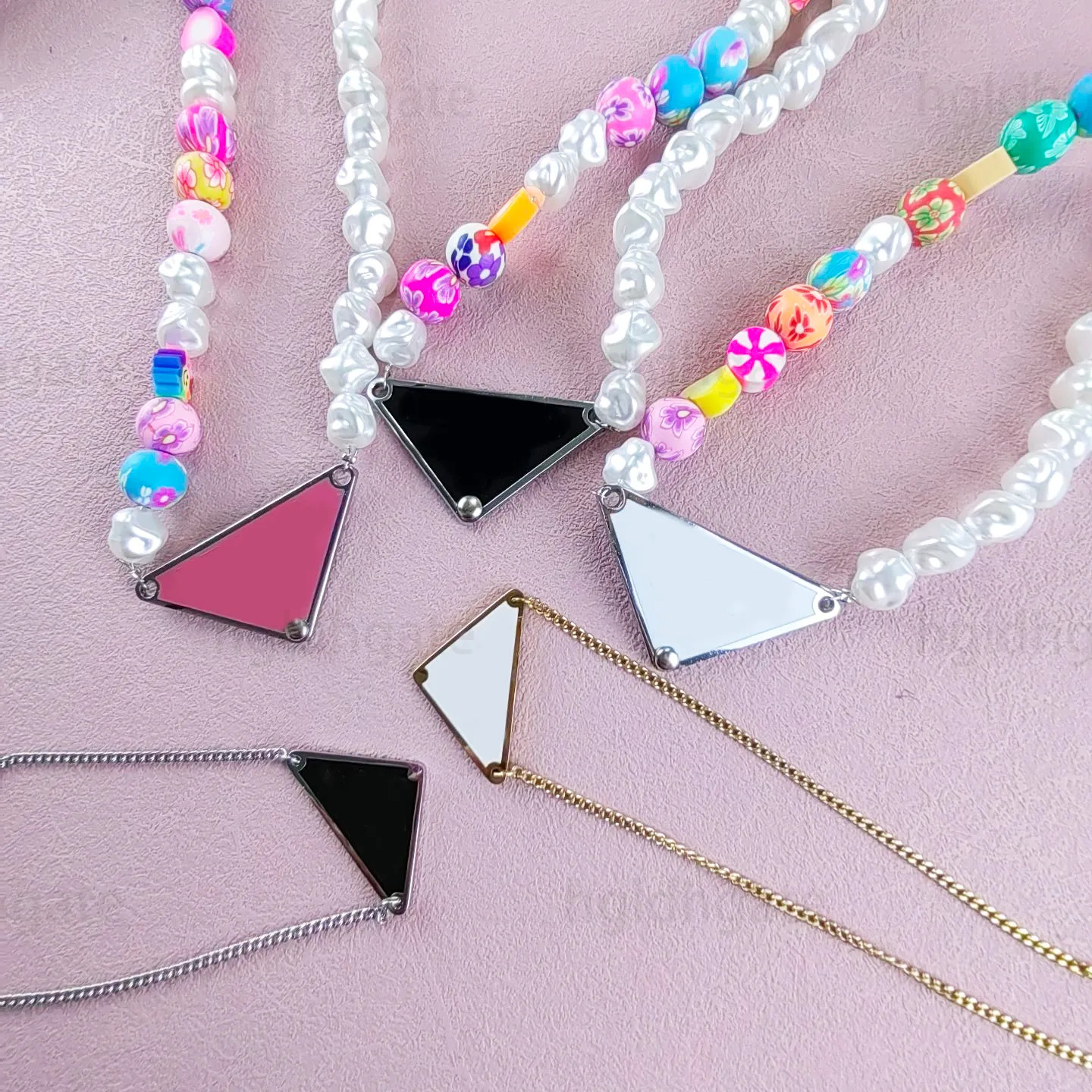 Designer necklace triangle pendant necklace designer for women beaded necklace gold color link ch... | DHGate