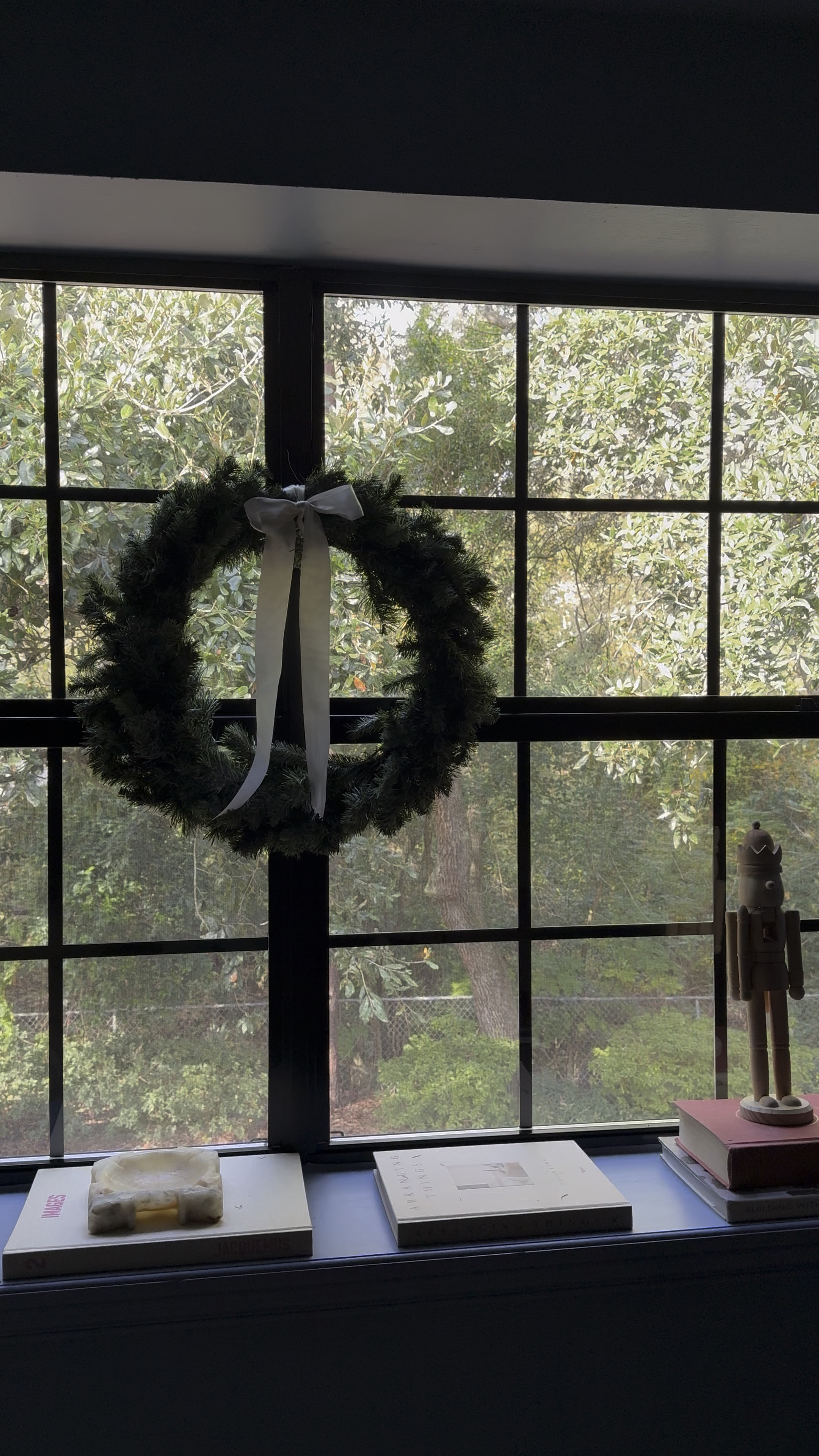 Christmas decor: wreath, satin cream ribbon, nutcracker 

#LTKWatchNow #LTKHome #LTKHoliday
