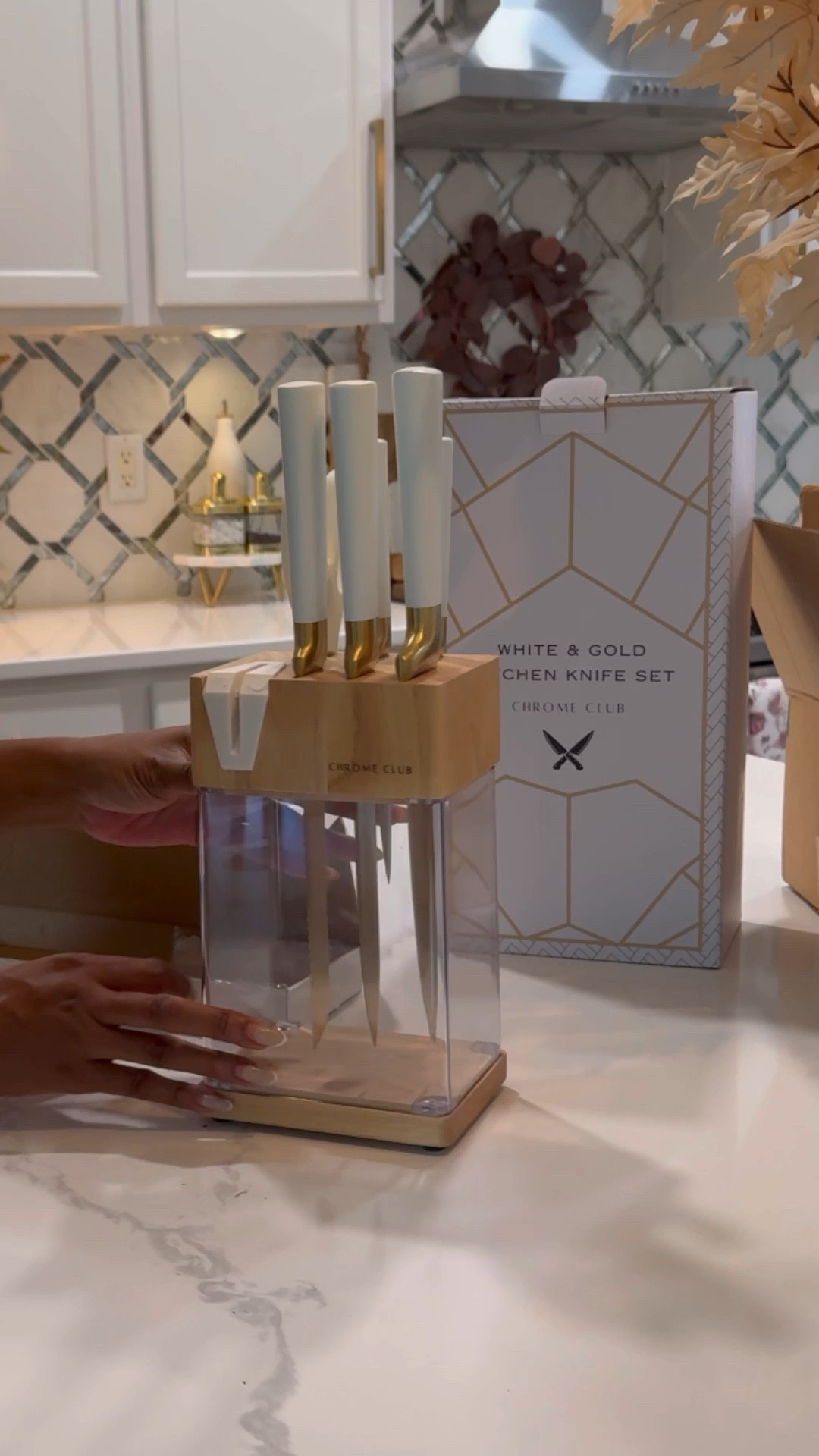 The prettiest knife set on Amazon! #chromeclubkitchen 

#LTKVideo #LTKSaleAlert #LTKHome