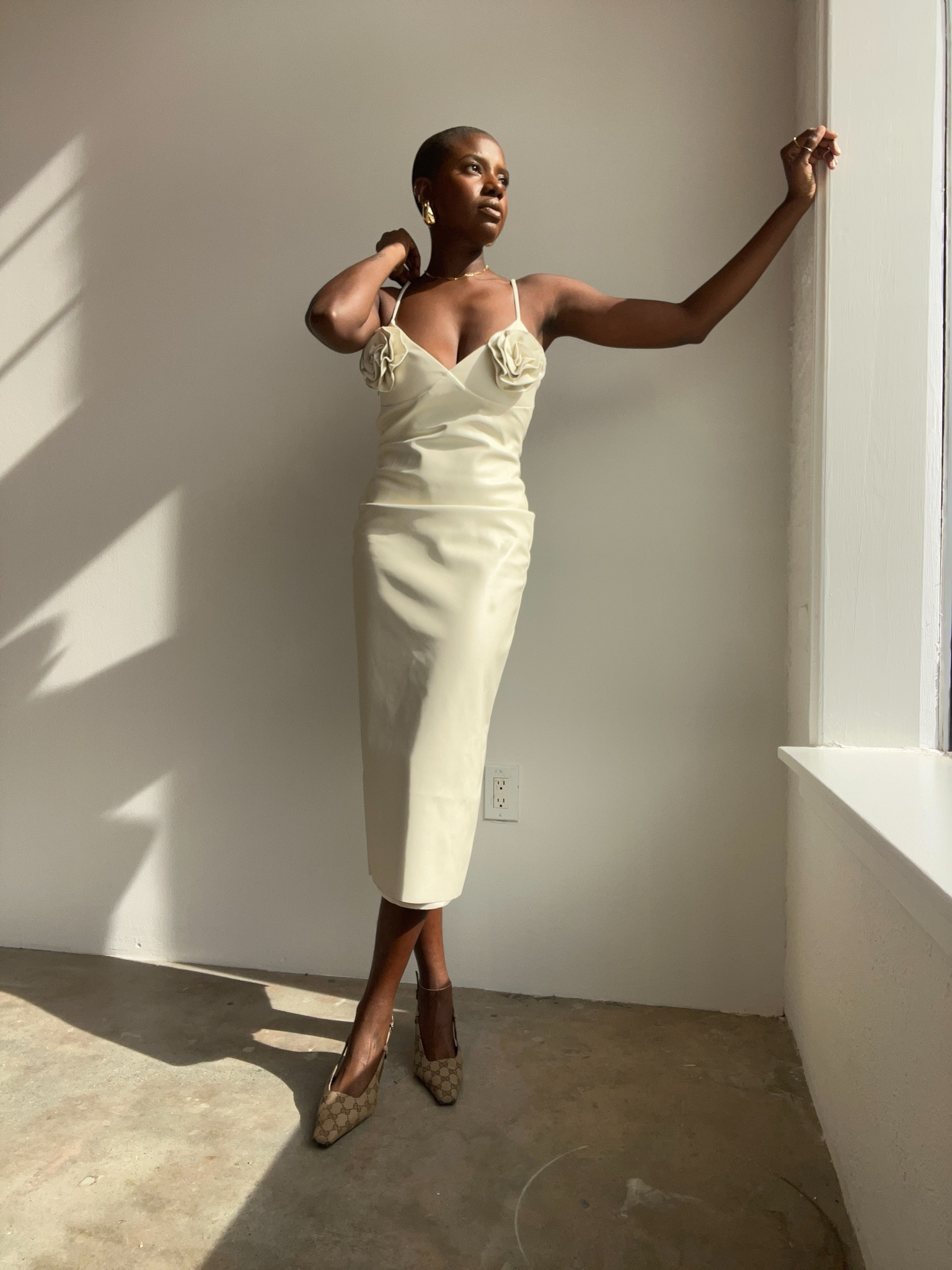 Valentine’s Day dress if you don’t want to wear red or pink! Cream faux leather midi dress with rosette detailing. Sexy and unexpected  

#LTKstyletip