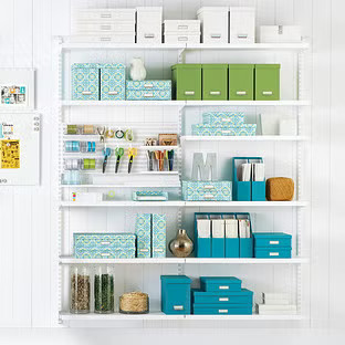 White Elfa Décor Craft Room Shelving | The Container Store
