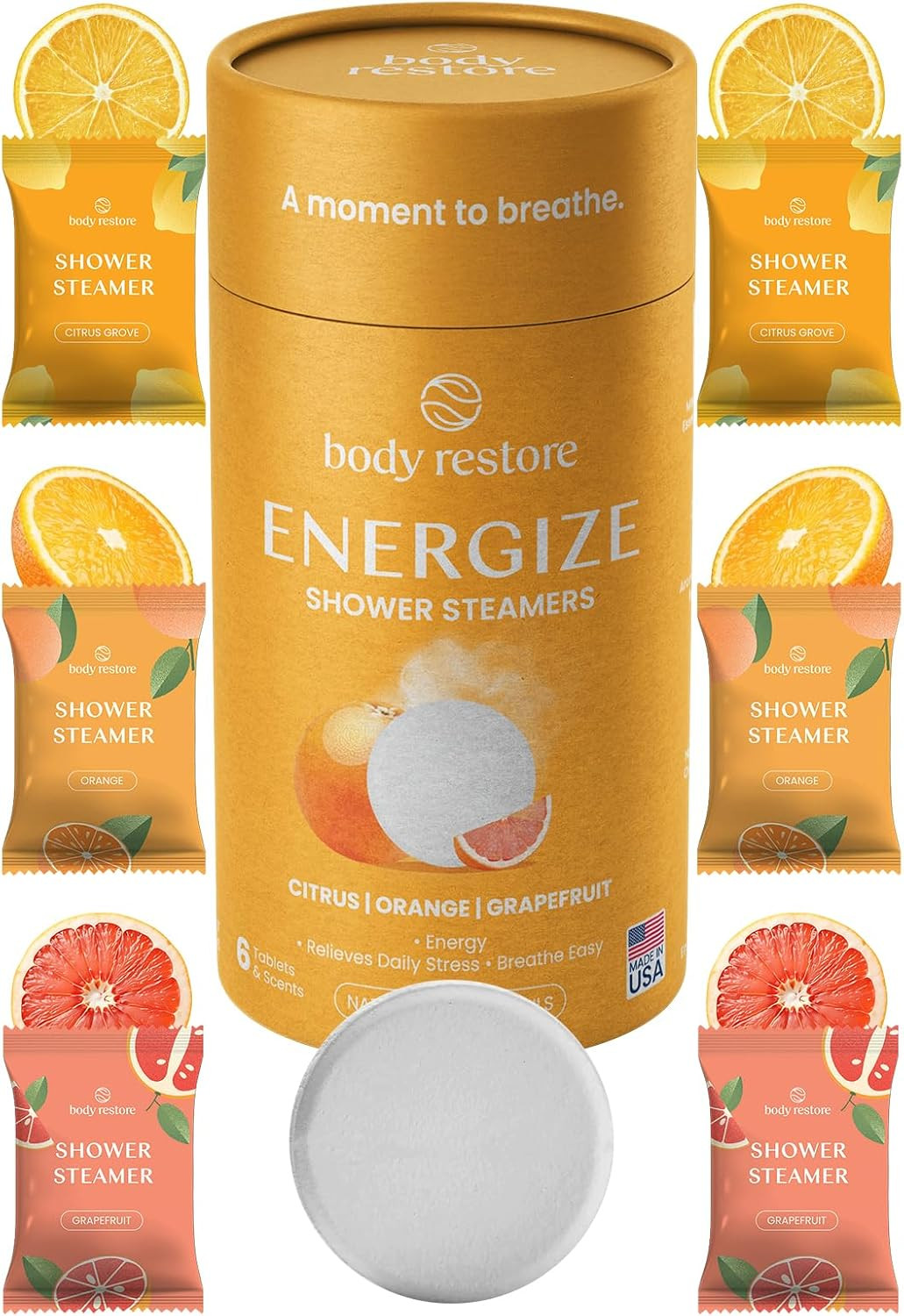 BodyRestore Shower Steamers Aromatherapy, Gifts for Men, Energize 6 Pack | Amazon (US)