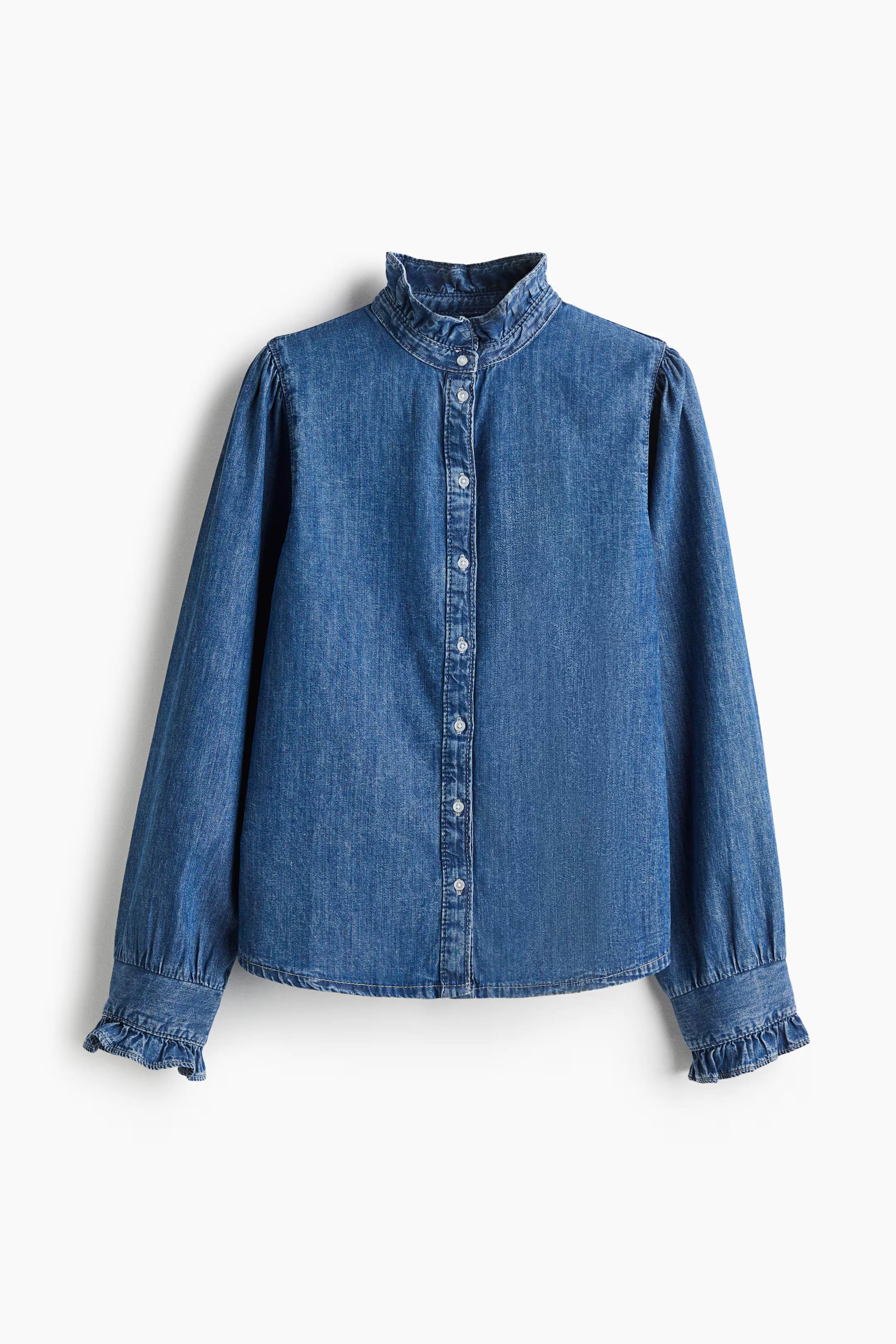 Ruffle-Trimmed Denim Blouse | H&M (US + CA)