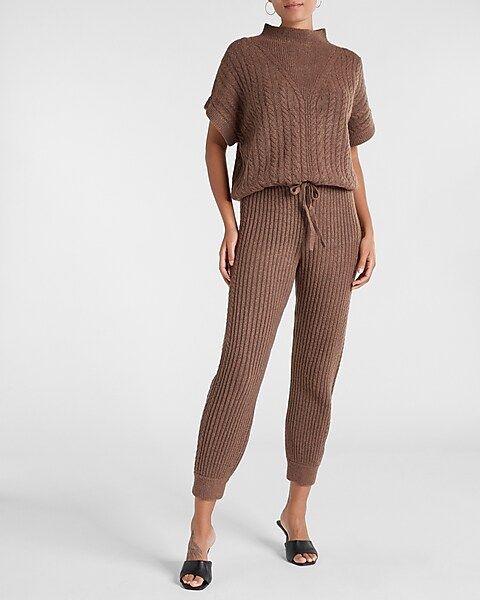 Super High Waisted Cable Knit Sweater Joggers | Express