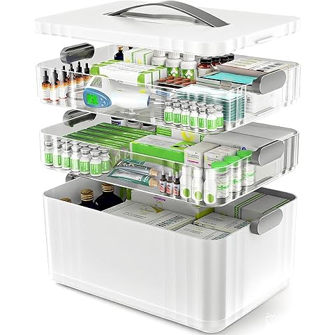 Amazon.com: JOYBOS 3-Tier Medicine Storage Box Cabinet, Empty First Aid Kit Portable Medical Supp... | Amazon (US)