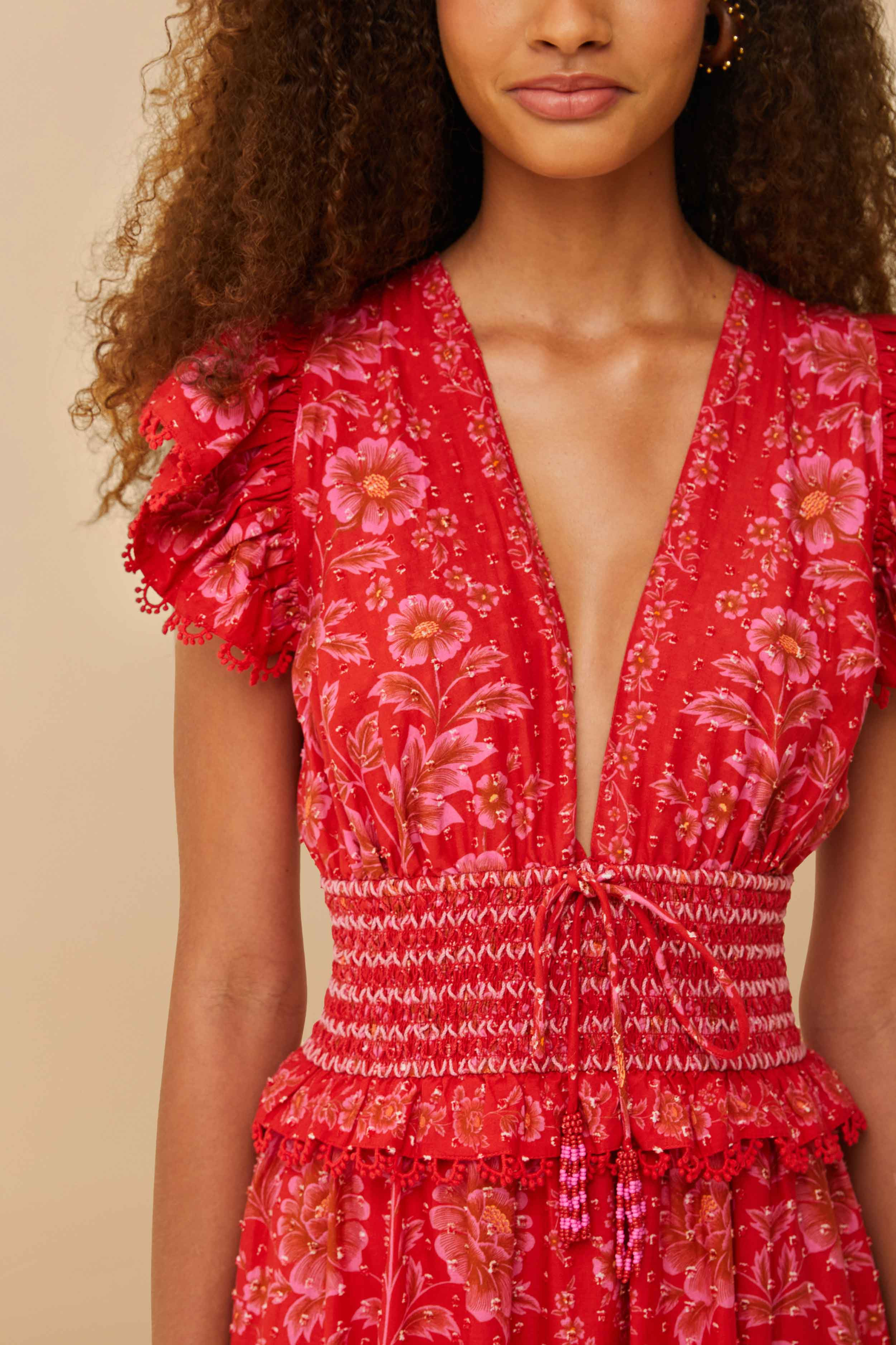 Red Olivia Lace Maxi Dress | FarmRio (US)