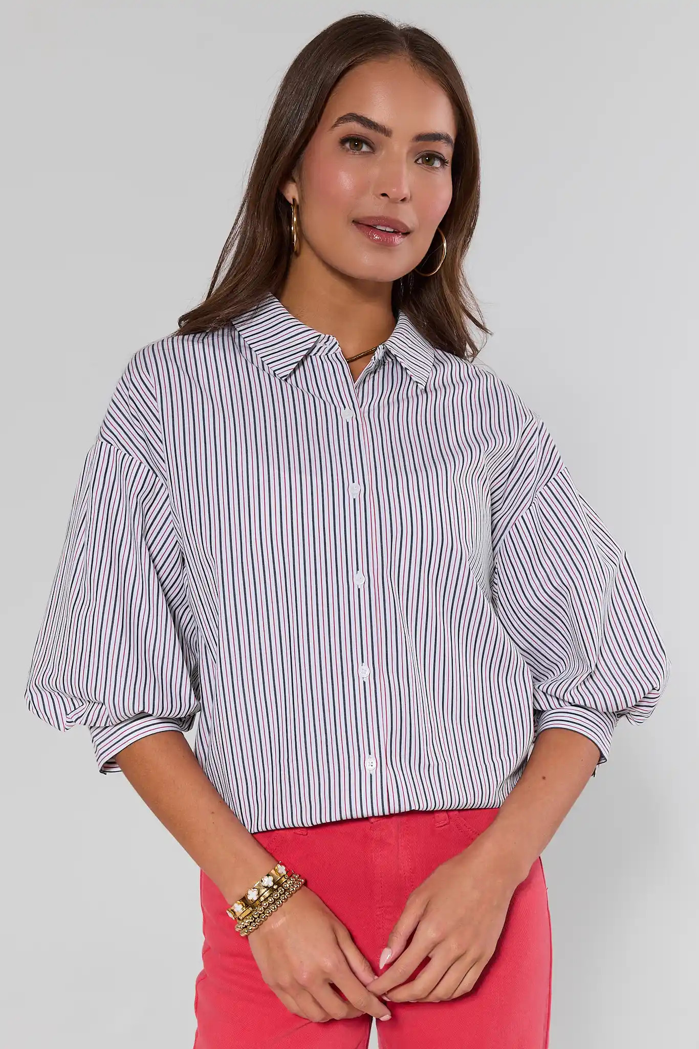 Joelle Striped Puff Sleeve Top | Avara