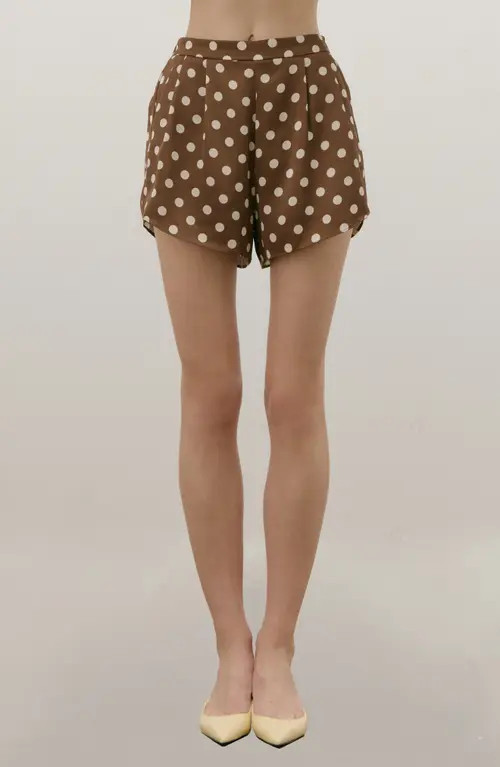 MAUDE CLUB Parker Polka Dot Shorts in Brown Dots at Nordstrom, Size Small | Nordstrom