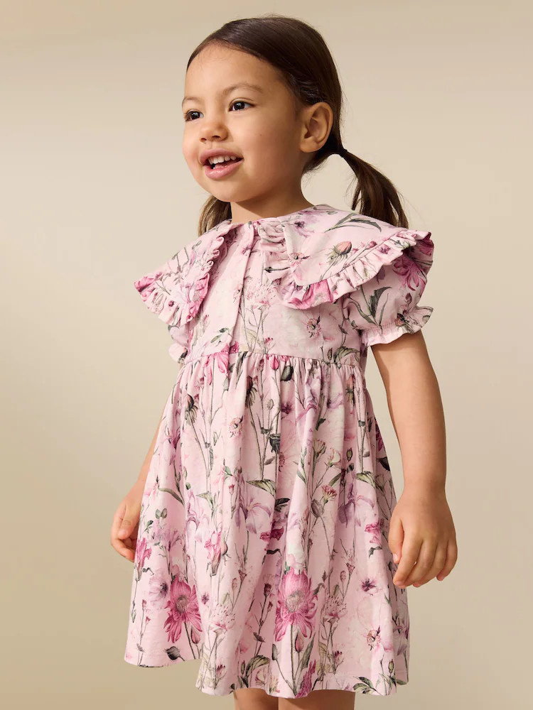 Floral Short Sleeve Collared Floral Dress (3mths-7yrs) | Next US