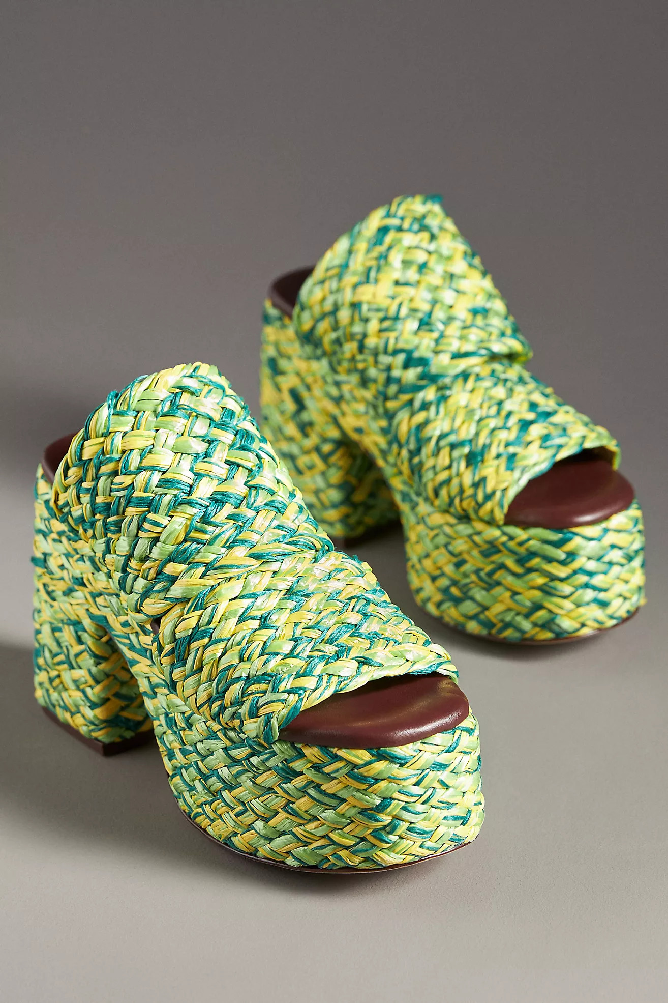 Farm Rio Braided Raffia Platform Slide Sandals | Anthropologie (US)