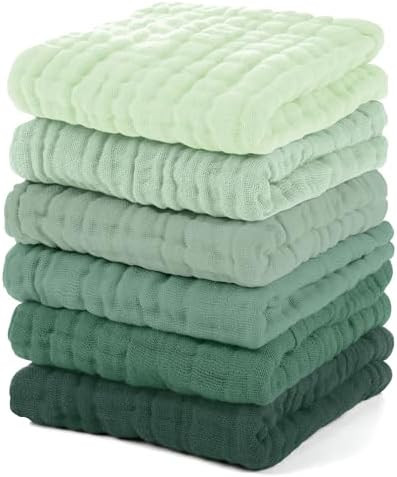Unnivoll Muslin Burp Cloths Baby 12''X12'', Baby Washcloths 6 Pack, 100% Cotton Baby Wash Cloths ... | Amazon (US)
