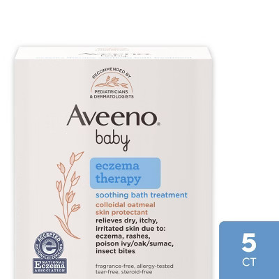 Aveeno Baby Eczema Therapy Soothing Oatmeal Bath Treatment for Relief of Dry, Itchy Skin - 3.75oz - 5ct | Target
