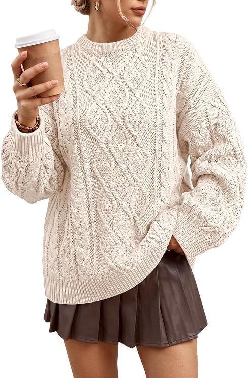 Trendy Queen Women Oversized Cable Knit Sweaters 2026 Fall Fashion Outfits | Amazon (US)