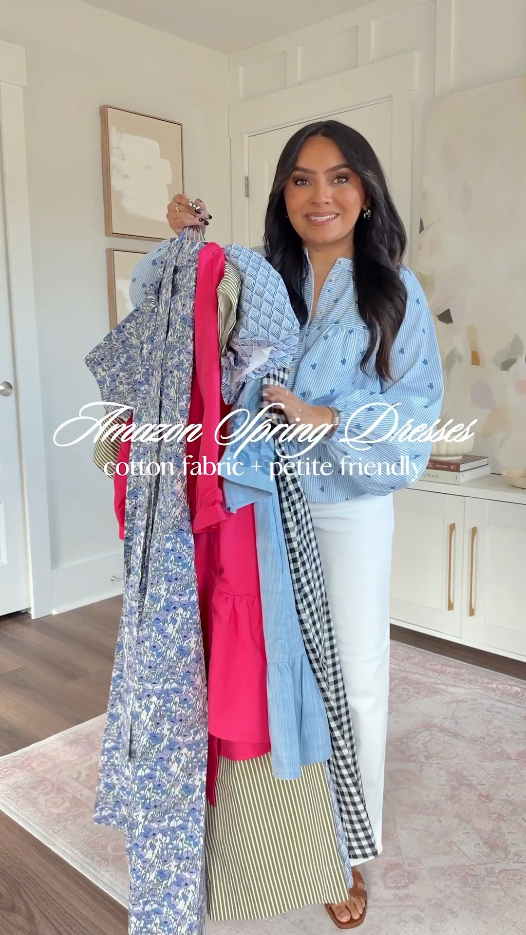 New Amazon Spring Dresses!
For reference: I’m 5’0, 32b bra size, and 2/26 in bottoms, pear shaped. 
*Everything I share is unaltered! TTS means true to size. Between size 5-6.5 in shoes
All dresses size small TTS 
Gold heels size 5 TTS 
Blue top size small TTS 
White jeans size 2 petite TTS#LTKFindsUnder50 #LTKFindsUnder100



#LTKSaleAlert #LTKSeasonal #LTKPetite