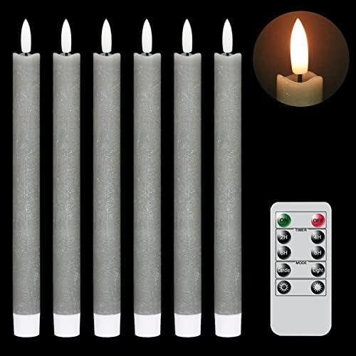 GenSwin Flameless Grey Taper Candles Flickering with 10-Key Remote, Battery Operated Led Warm 3D ... | Amazon (US)