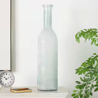 Litton Lane 29 in. Clear Handmade Frosted Spanish Bottle Recycled Glass Decorative Vase 044515 - ... | The Home Depot