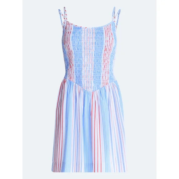 Free Assembly Women's Sleeveless Smocked Cotton Mini Dress, Sizes XS-XXL | Walmart (US)