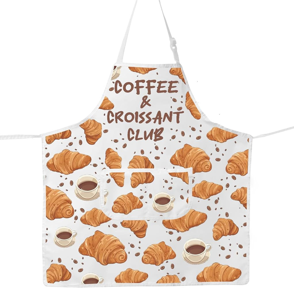 JNIAP Coffee And Croissant Apron Coffee And Croissant Lover Gifts Breakfast Baker Apron Brunch Fr... | Amazon (US)