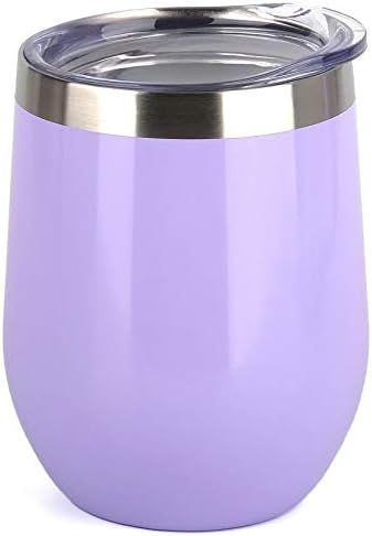 SUNWILL Insulated Wine Tumbler with Lid (Lavender), Stemless Stainless Steel Insulated Wine Glass... | Amazon (US)