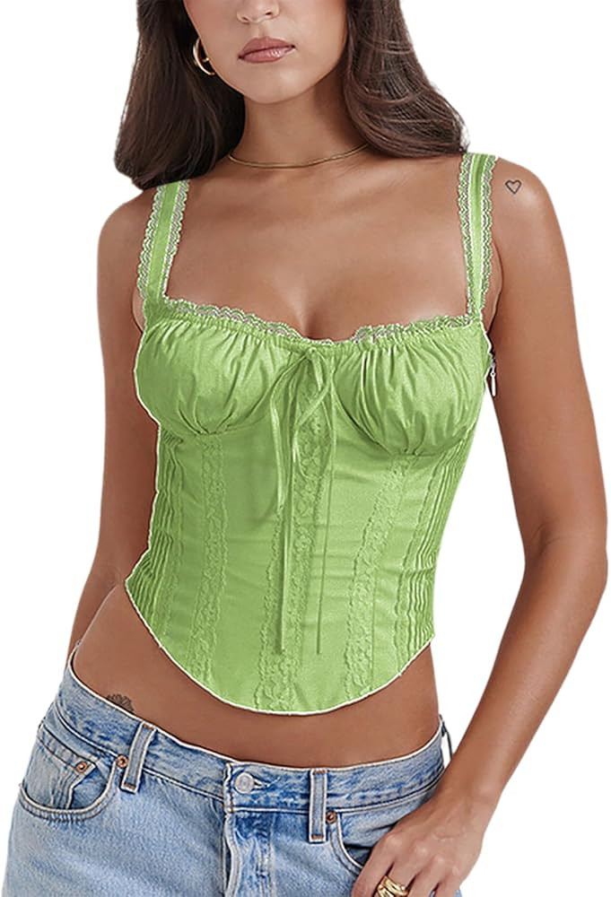 Women's Lace Up Cami Corset Tops Cold Shoulder Zip Side Ties Back Sexy Going Out Bodyshaper Busti... | Amazon (US)