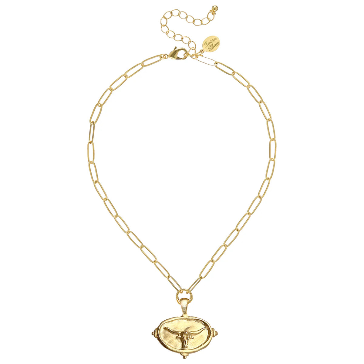Longhorn Intaglio Paperclip Necklace | Susan Shaw