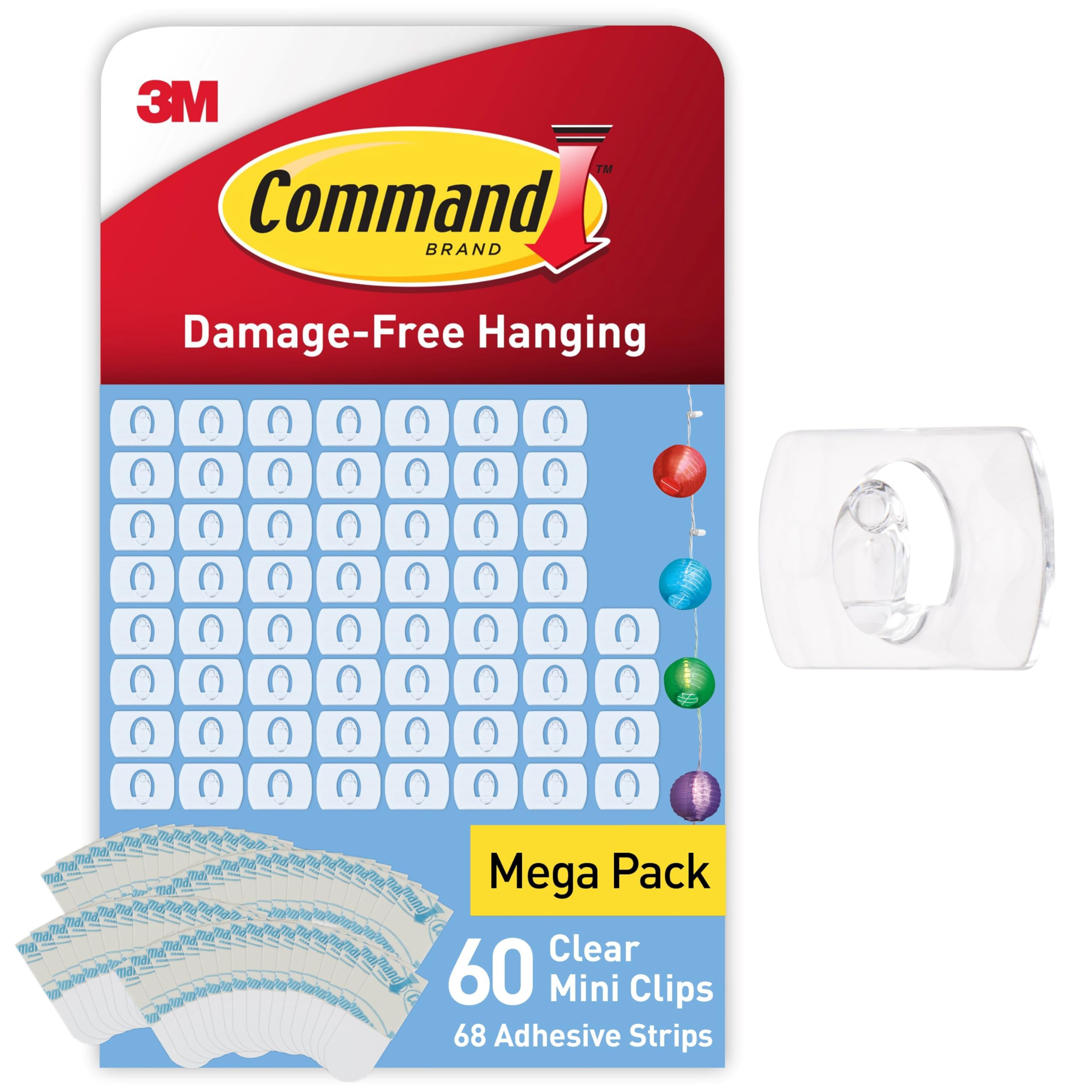 Command Clear Decorating Clips, Value Pack of 60 Transparent Clips and 68 Small Adhesive Strips -... | Amazon (UK)