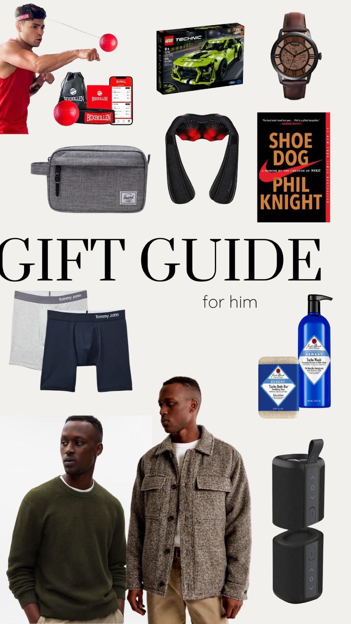 Why are guys always so hard? I try to stick to basics… a few solid wardrobe options, good quality travel accessories (the Herschel ones are a fav w/ my husband), a book, some tech and body care. Within these categories, reach for more quality, high end options if you want. Most of this is on sale! #giftsforhim #giftideas #giftguide 

#LTKCyberWeek #LTKGiftGuide #LTKmens