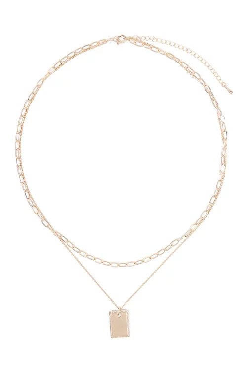 Riah Fashion BRASS PLATE PENDANT TWO-LAYERED NECKLACE | Walmart (US)