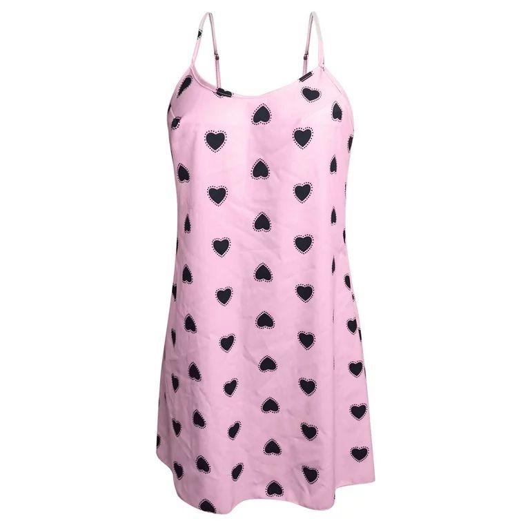Sling Pajamas Nightdress Lingerie Women's Underwear Sleepwear Love Printed 266 Pink Black Dotted ... | Walmart (US)
