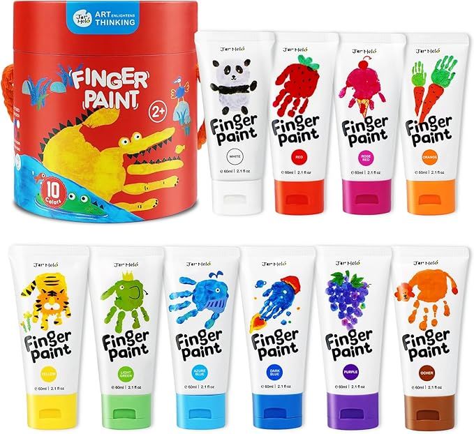 Jar Melo Safe Finger Paints for Toddlers, 10 Colors Large Capacity (2.1fl oz), Non Toxic Washable... | Amazon (US)