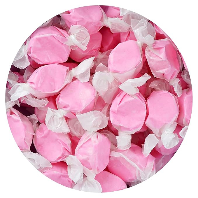 Strawberry Salt Water Taffy, 2 Pound Bulk Bag, Pink Taffy, Individually Wrapped Pink Candy | Amazon (US)