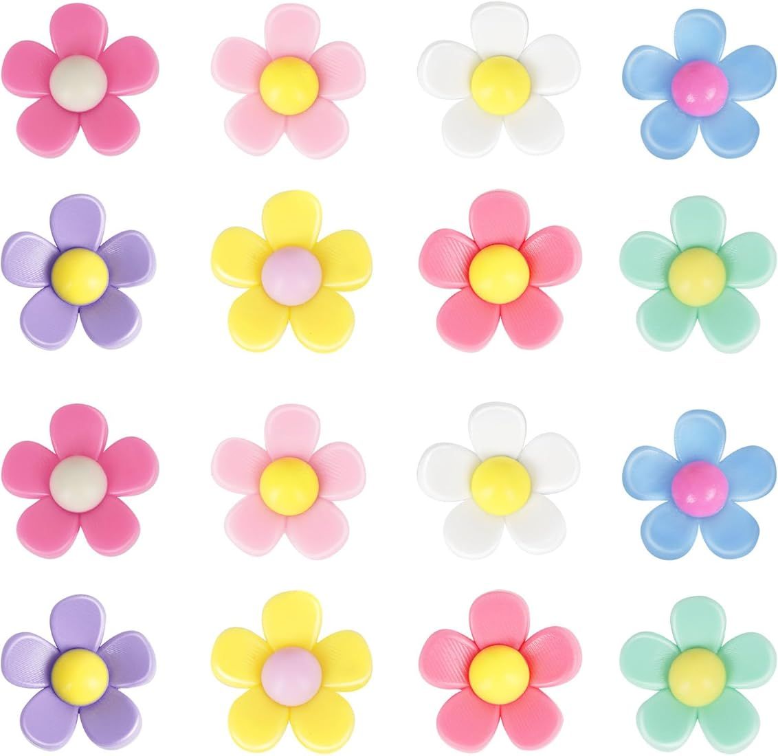 16Pcs Cute Daisy Flower Shoe Charms for Girls, PVC Shoe Charms with Buttons for Clog Sandals, Cut... | Amazon (US)