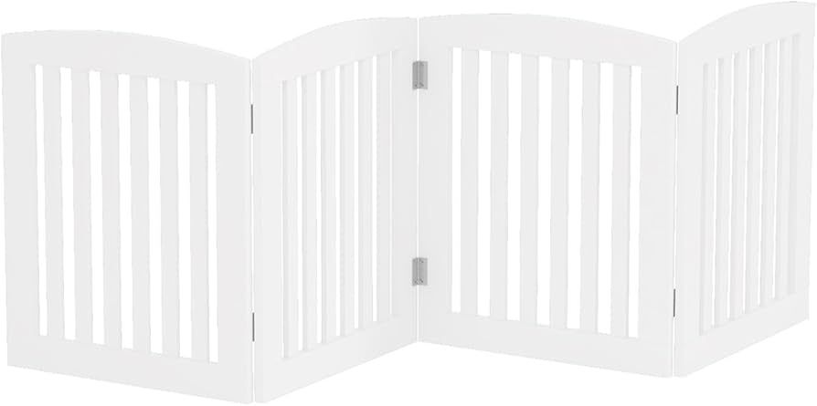 PAWLAND Wooden Freestanding Foldable Pet Gate for Dogs, 24 inch 4 Panels Step Over Fence, Dog Gat... | Amazon (US)