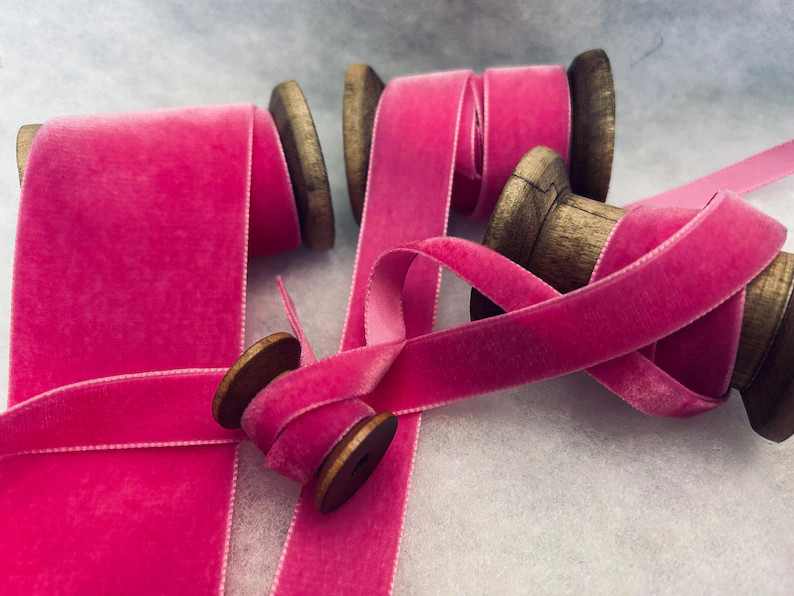 Berisfords Hot Pink Luxury Velvet Ribbon Choice of 9mm 16mm 22mm 36mm 50mm Widths Perfect for Cra... | Etsy (US)