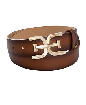 Women's Brass-Tone Double-E Plaque Buckle Casual Belt | Macy's