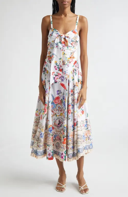 Camilla I Left My Heart in Granada Print Stretch Cotton Poplin Midi Dress at Nordstrom, Size Large | Nordstrom