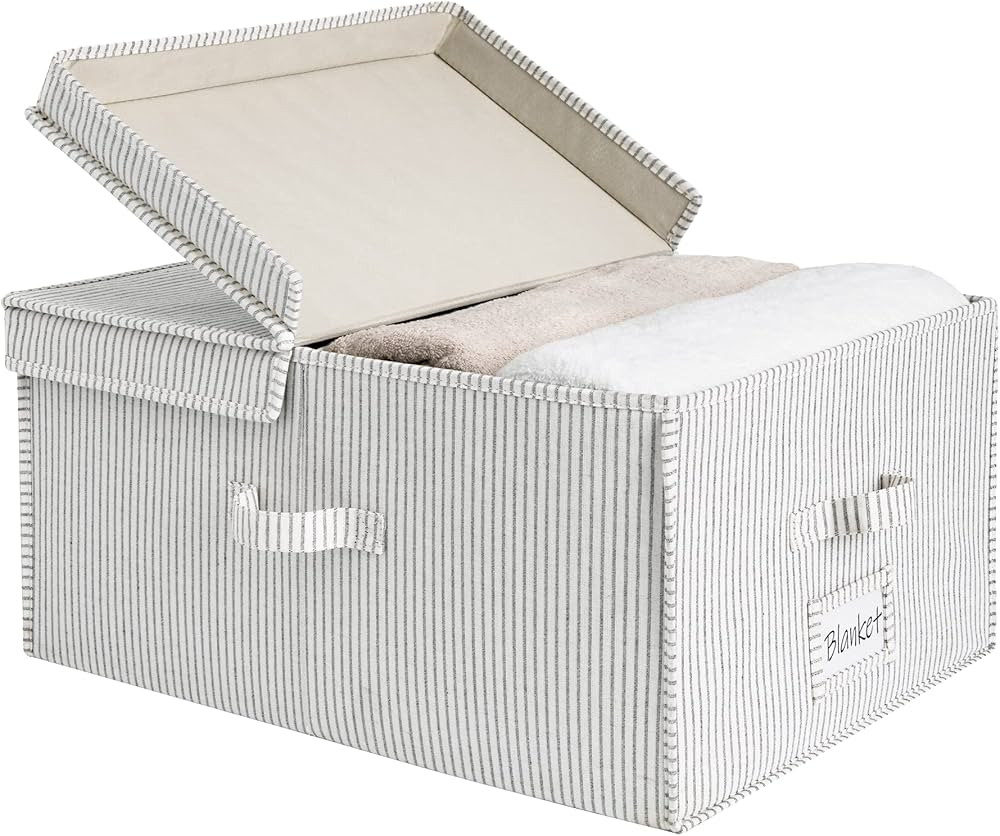 StorageWorks 55L Closet Storage Organizer With Handles, Canvas Basket With Lid, Double-Open Lid, ... | Amazon (US)