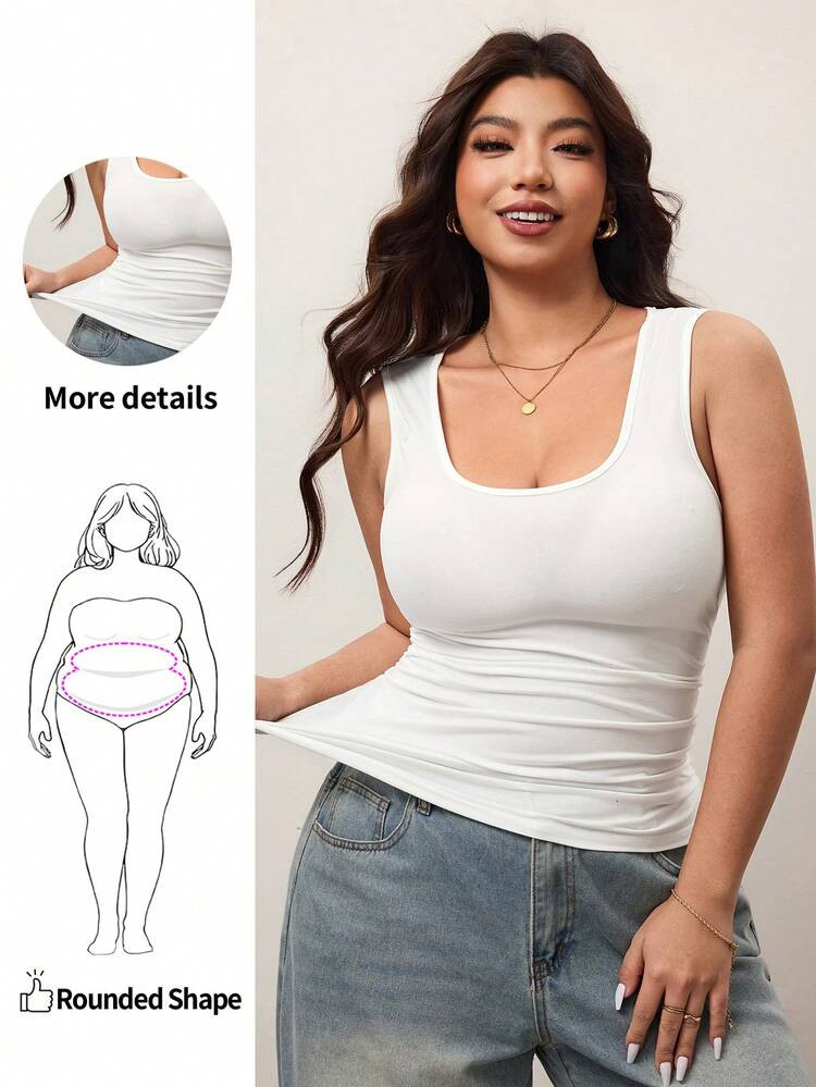 Enliva 2pcs Casual Minimalist Sleeveless Vest Top, Plus Size For Women, Summer Women S Clothes Back To School, For Apple Rounded Body Shape | SHEIN