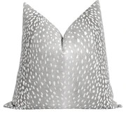 Grey Antelope Linen Fawn Deer Print Pillow | Land of Pillows