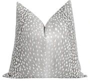 Grey Antelope Linen Fawn Deer Print Pillow | Land of Pillows