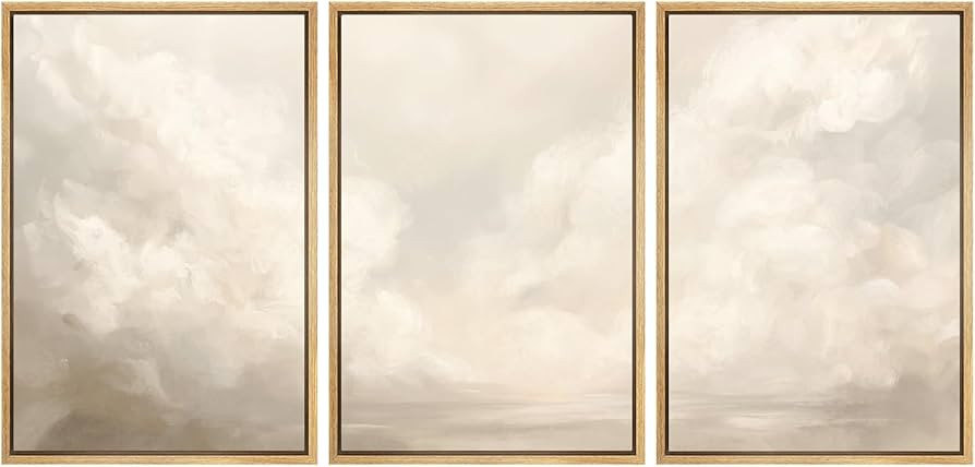 MUDECOR Framed Wall Art Print Set Neutral Cloudscape Soft Beige Abstract Sky Illustrations Modern... | Amazon (US)