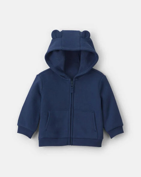 Baby Boy Bear Fleece Zip-Up Hoodie - Navy Blue | Carter's Inc