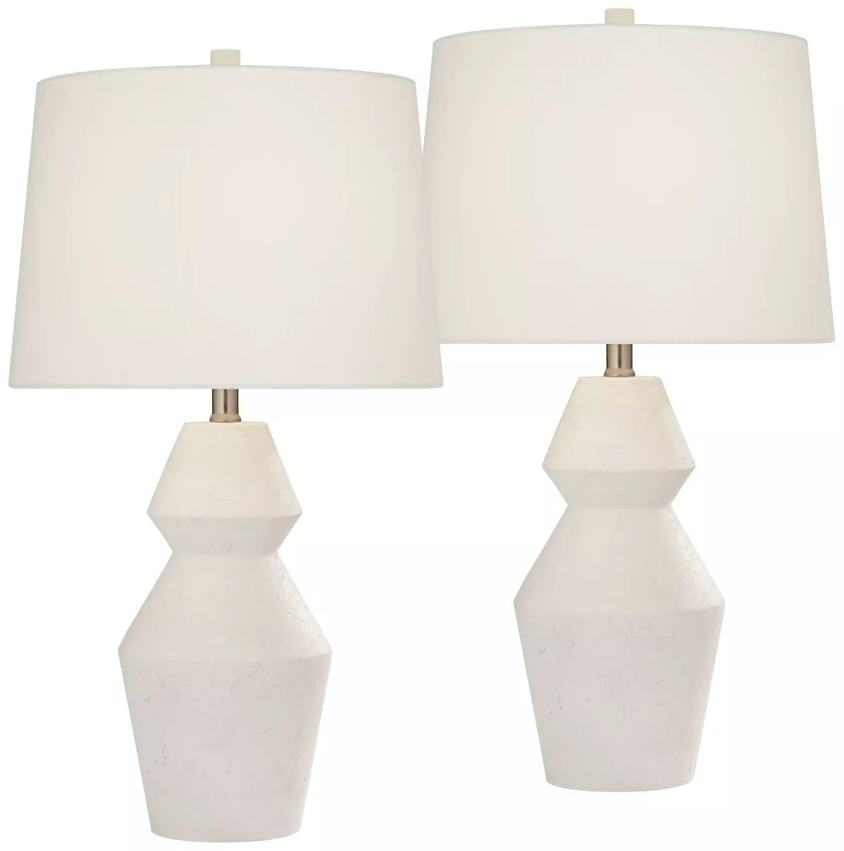 360 Lighting Modern Table Lamps 26" High Set of 2 White Gourd Fabric Tapered Drum Shade for Bedro... | Target