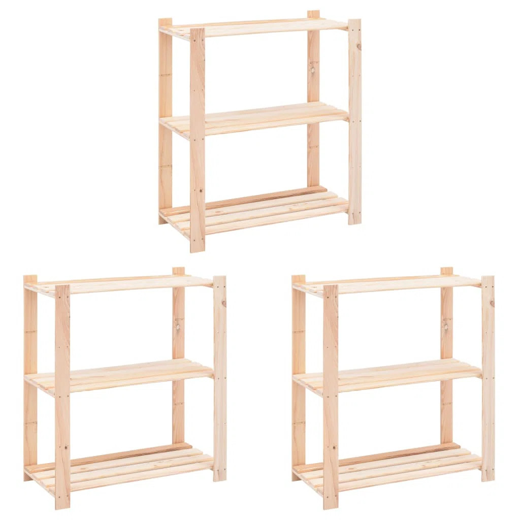 Gracie Oaks  3-Tier Storage Racks 3 Pcs 15"X35.4" Solid Pinewood 330.7 Lb | Wayfair | Wayfair North America