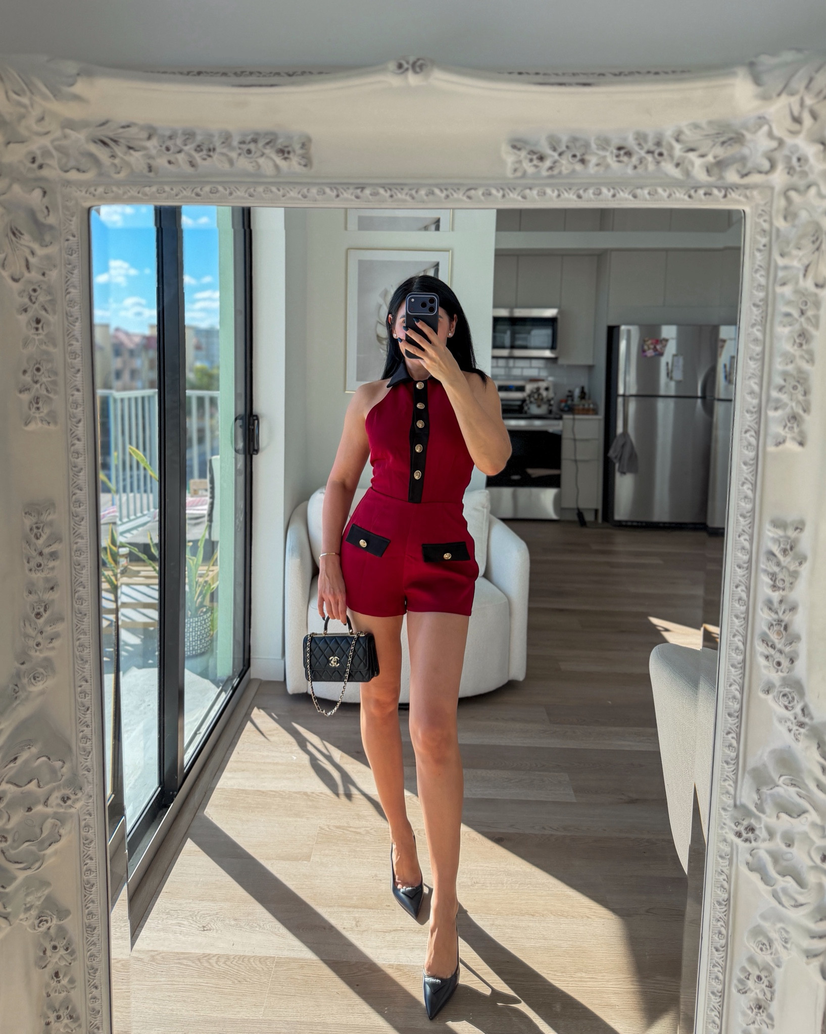 Red and black collar neck romper 

#LTKootd #LTKFindsUnder100 #LTKHoliday