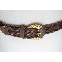 Tan Brown Braided Belt Women With Gold Buckle, Vintage Suede & Leather Brown Belt, Elegant | Etsy (US)